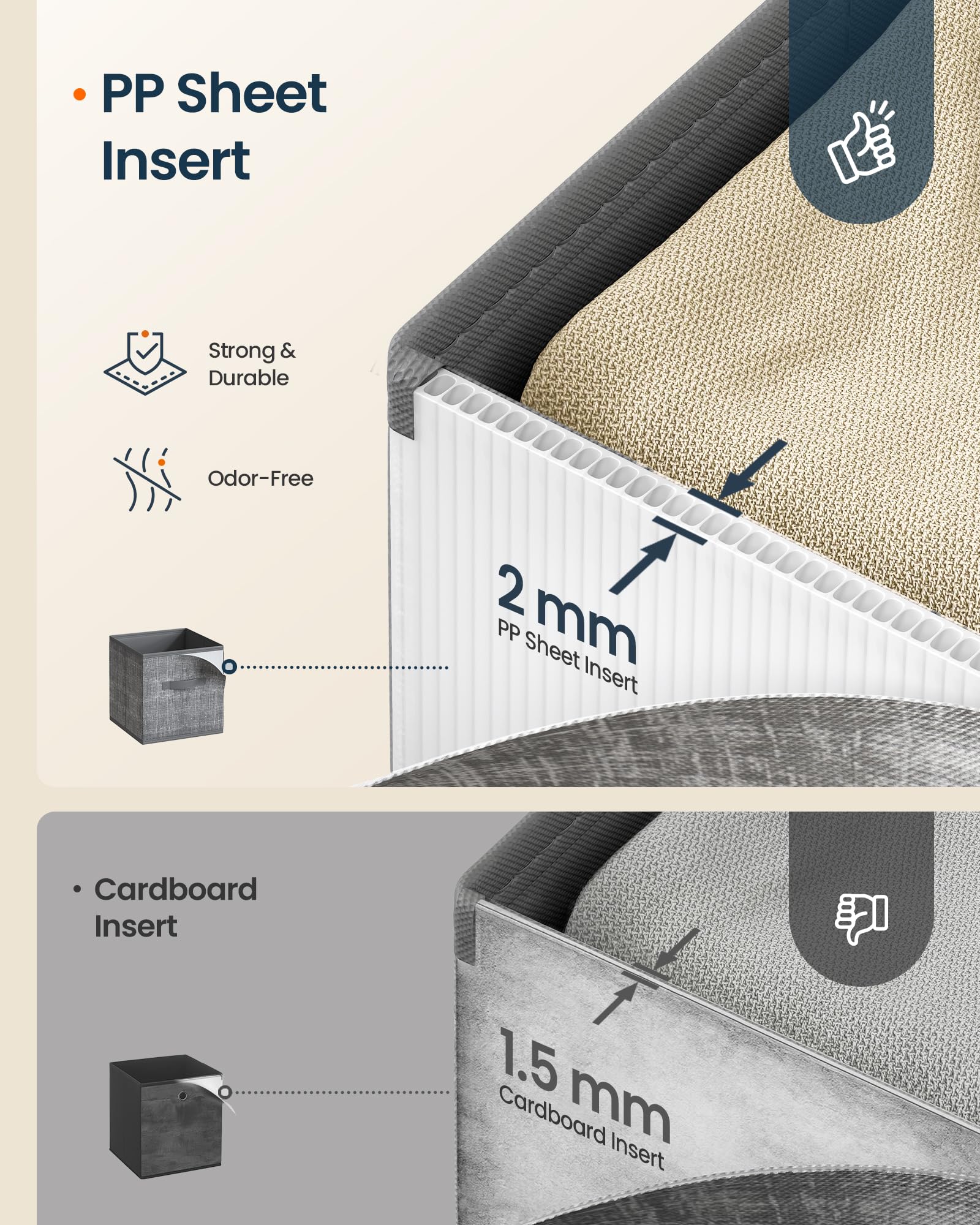 SONGMICS HOME Foldable Storage Cubes Set of 10, Fabric Shelf Organizer Bins with Handles, Closet