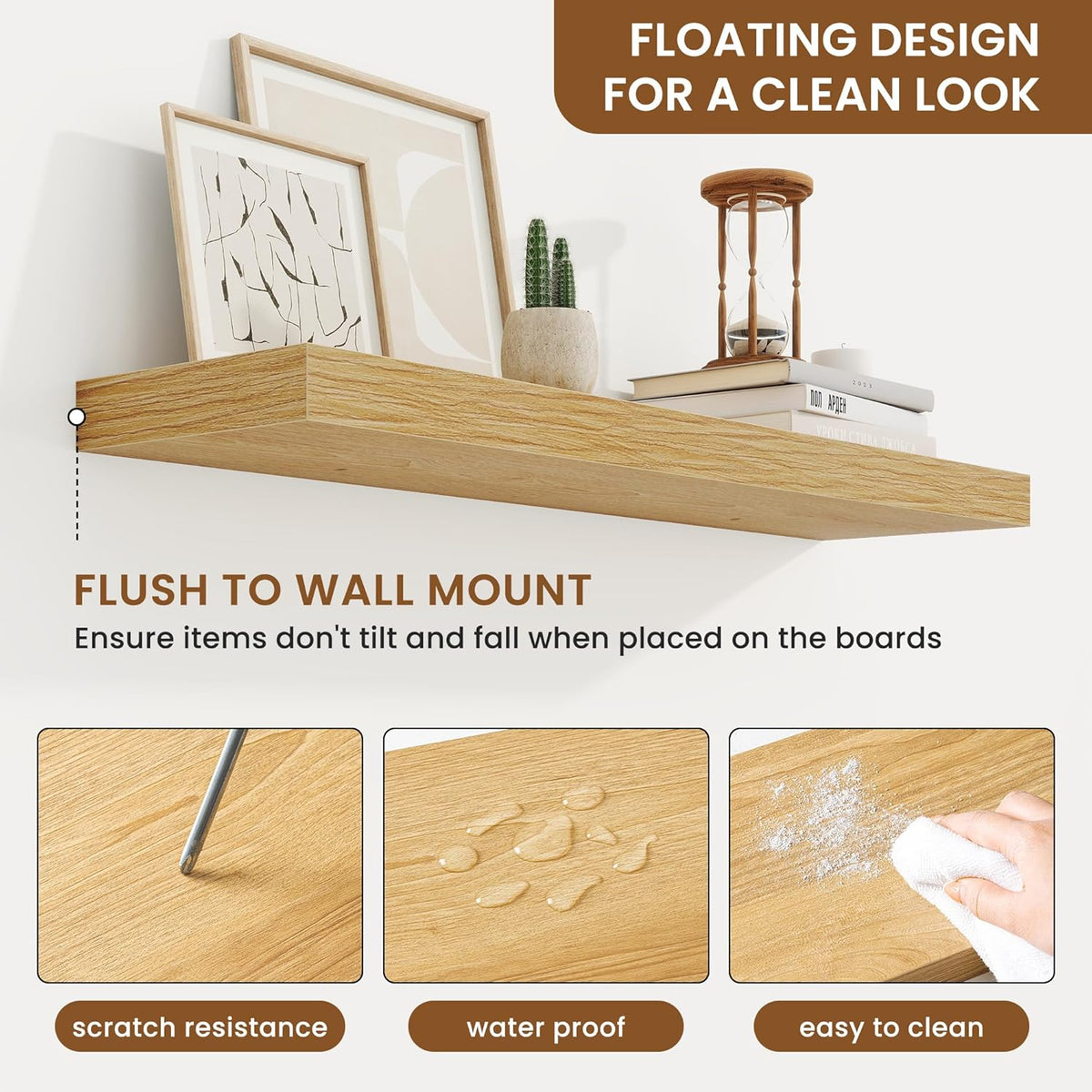fuqing Floating Shelves for Wall, Bathroom Shelf Wall Mounted for Storage, Shelves with Invisible