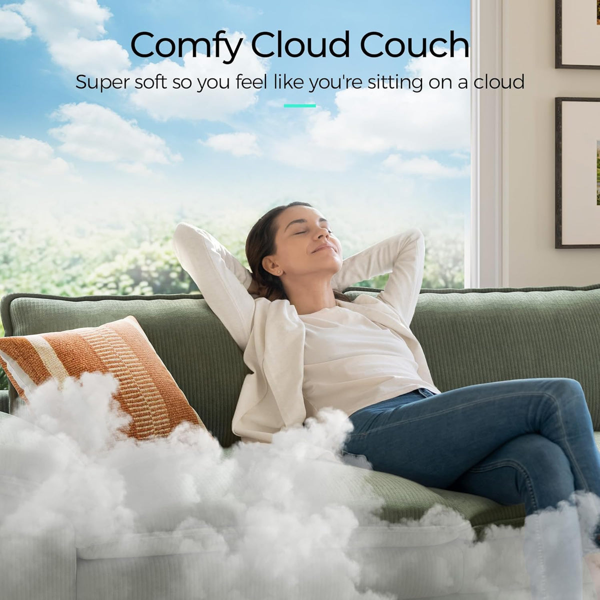 LINSY HOME Modular Sectional Sofa - 157'' Sleeper Sofa Cloud Couch Oversized Corduroy Sofa Bed with