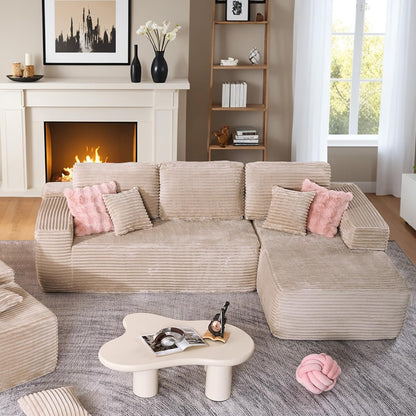 HOOOWOOO Cloud Sectional Couches for Living Room,Modular Sectional Sofa No Assembly,Plush Corduroy