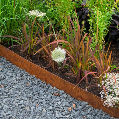 Worth Garden 6-Pack Cor-Ten Steel Landscape Edging with Black Protection Strips - Rust Patina