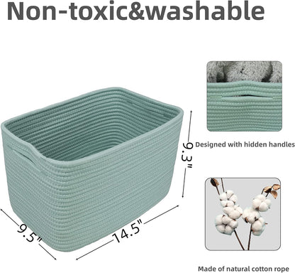 Cotton Rope storage Basket Bins Woven Basket for Organizing Shelves Rectangle Decorative Baskets