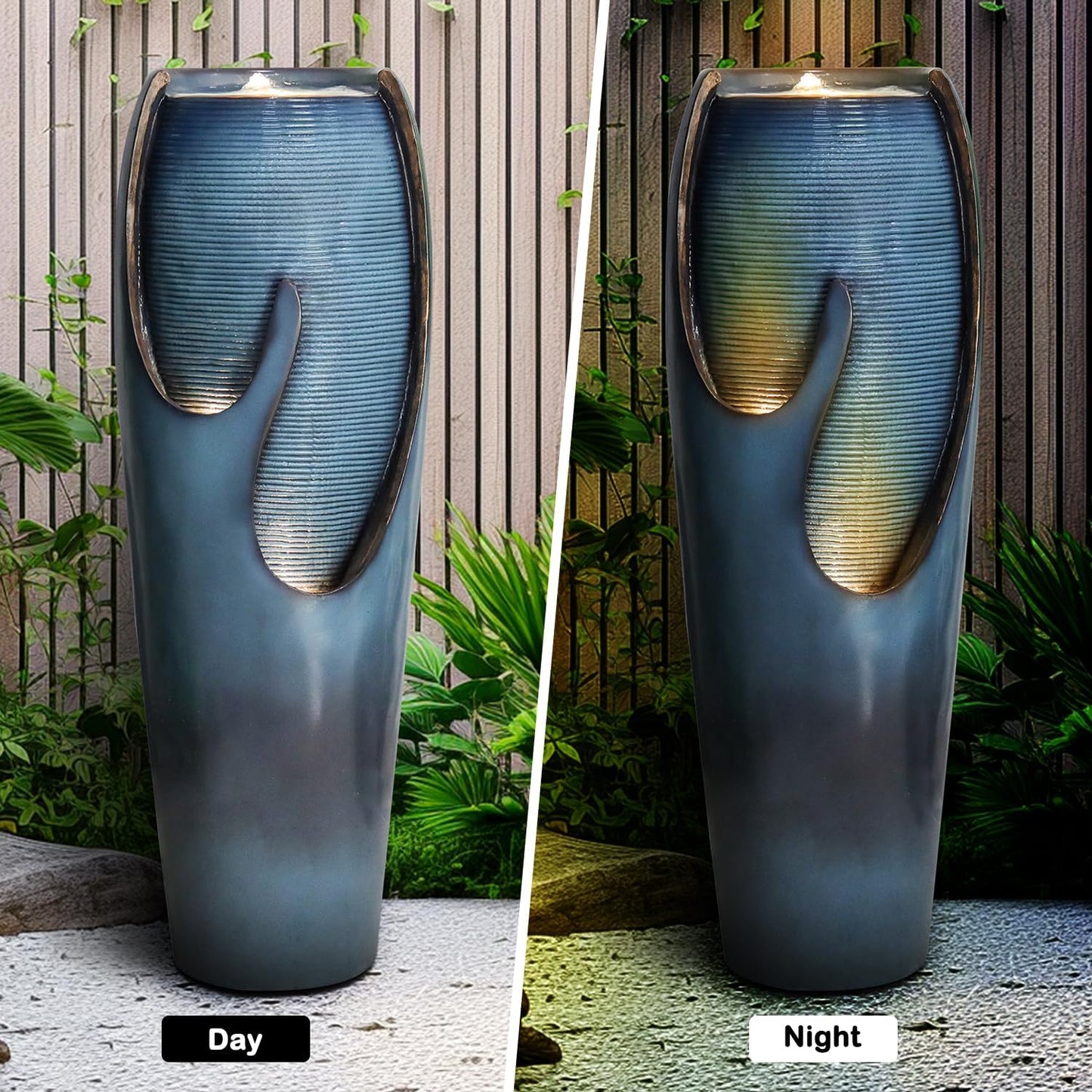 Naturefalls 38.7” H Modern Outdoor Fountain - 4-Tiered Outdoor Garden Fountains with Contemporary