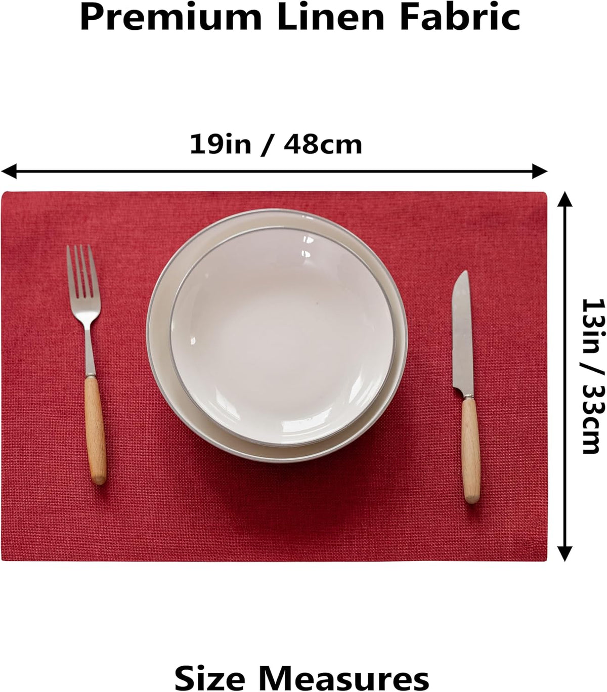 Demetex Christmas Placemats Set of 4 Heat Resistant Red Linen Place Mats Wipeable Cloth Placemats
