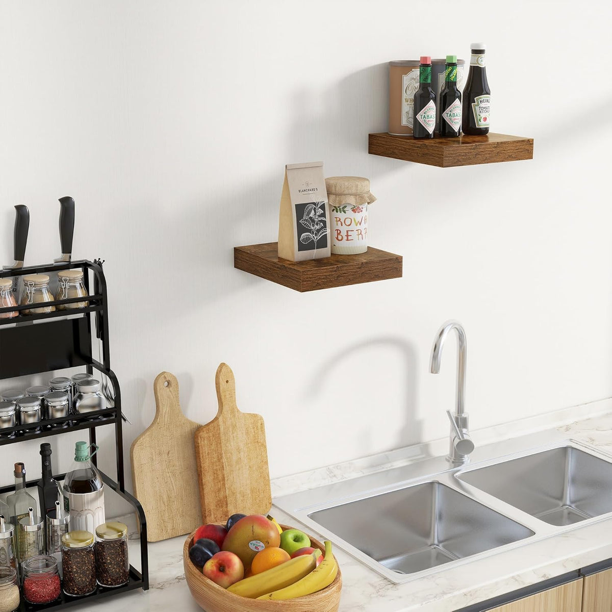 Fun Memories Floating Shelves for Wall - 10" x 10" Wood Shelf with Invisible Bracket - Deep