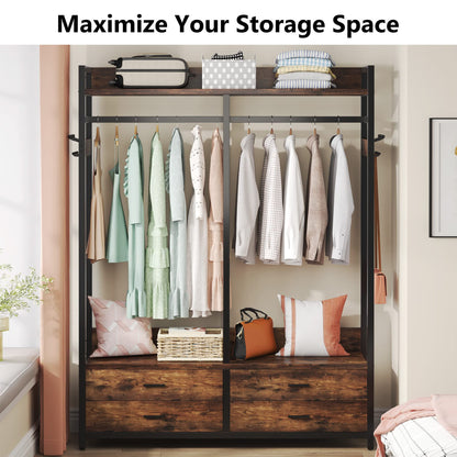 Tribesigns Freestanding Closet Organizer, Garment Rack with 4 Drawers