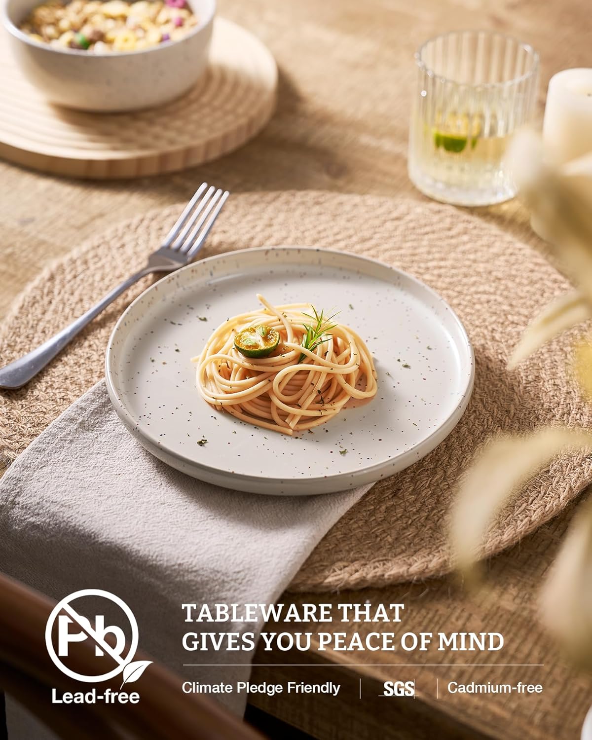 Famiware Meteor Plates and Bowls Sets for 4, 12 Pieces Dinnerware Sets, Microwave and Dishwasher