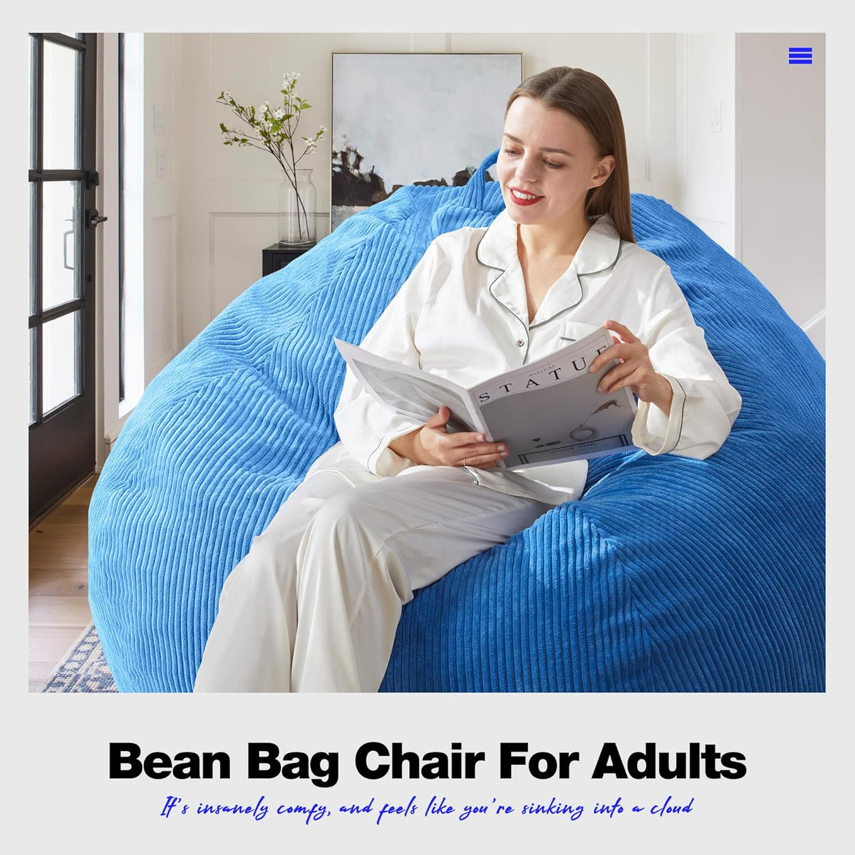 Hobestluk 4.5FT Bean Bag Chair Giant Bean Bag Chair with Filler Included Adult Bean Bag Chairs with