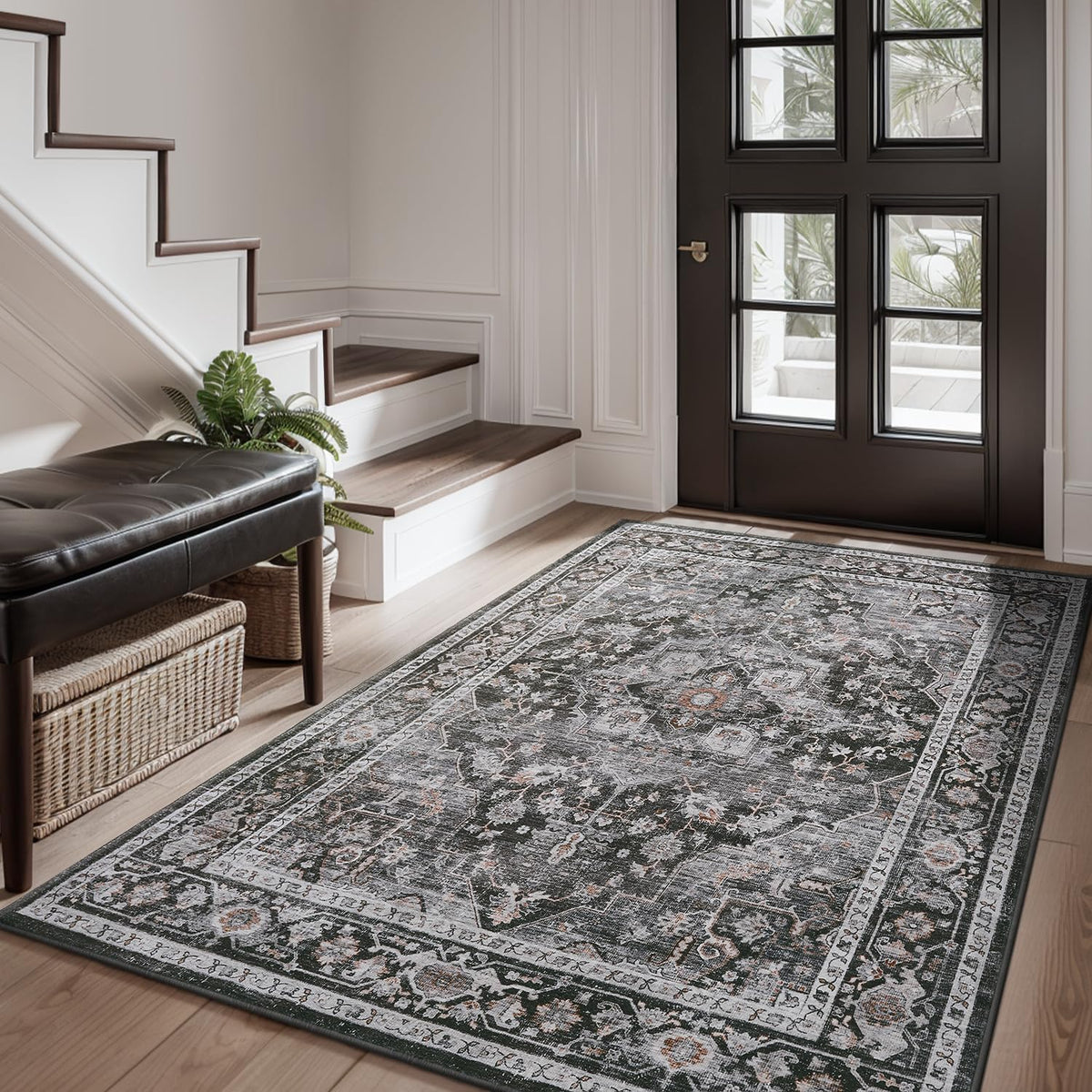 AMOAMI-4X6 Area Rugs for Living Room -Soft Vintage Bedroom Rug-Non Slip Washable Rug-Throw Rugs for