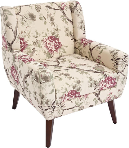 UIXE Floral Accent Chair, Modern Upholstered Armchair in Fabric for Living Room, Comfy Club Arm