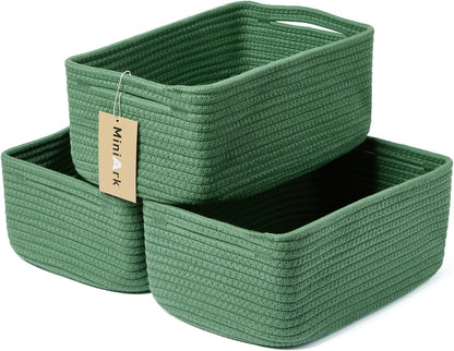 Small Storage Baskets for Organizing | Closet Organizer Bins | Shelf Toy Basket | Woven Rope