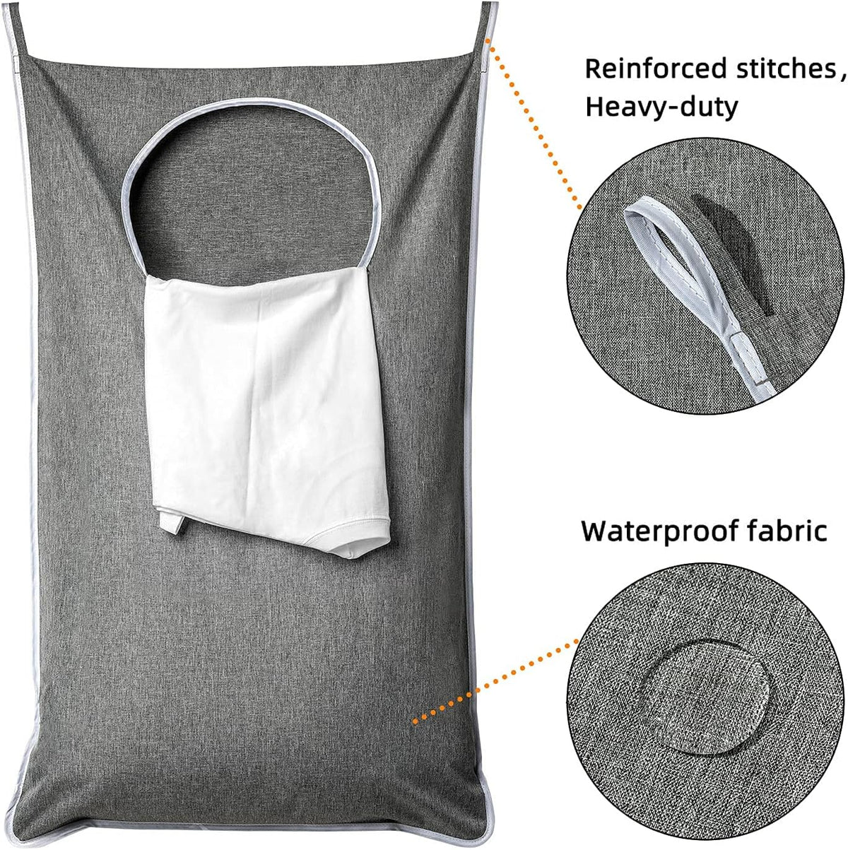 XL Hanging Laundry Hamper, Extra Large Tear-resistance Door Hamper with 2 Types Hooks for Dirty