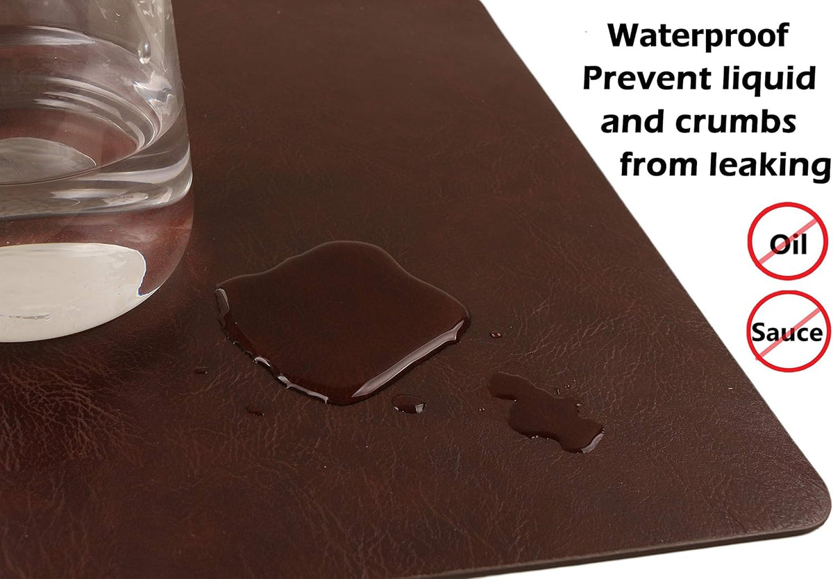 Faux Leather Placemats, Set of 8 PU Table Mats, Easy to Clean, Heat & Stain Resistant for Office