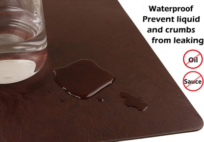 Faux Leather Placemats, Set of 8 PU Table Mats, Easy to Clean, Heat & Stain Resistant for Office