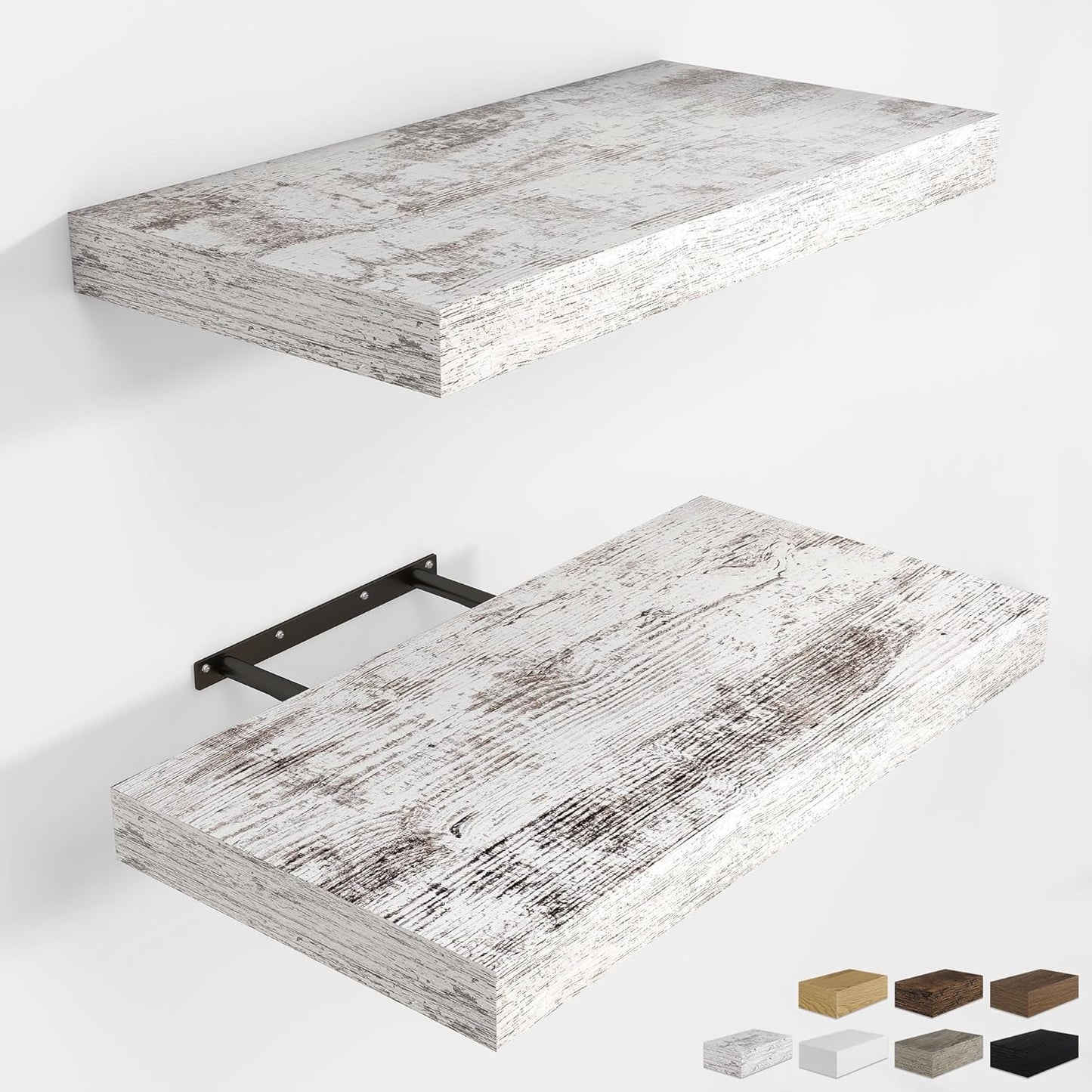 RICHFOCUS 16Inch Floating Shelves for Wall 2 Pack Shelves for Bedroom|Kitchen|Bathroom Wall Mounted