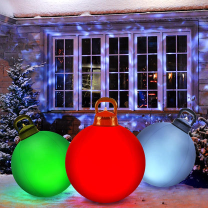 Jetec 3 Pcs Outdoor Light Up Christmas Ball Decorations Large Christmas Inflatable PVC Decorated