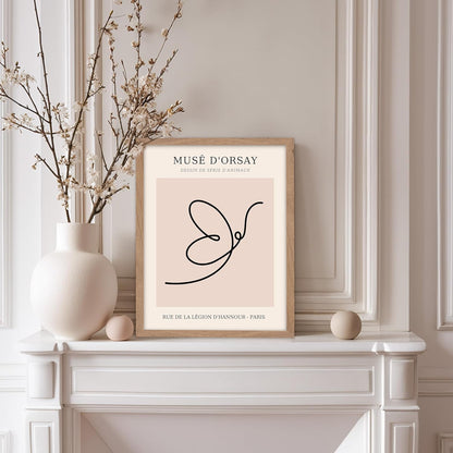Poster Master Vintage Poster - Retro One Line Butterfly Drawing Print - Butterfly Line Art