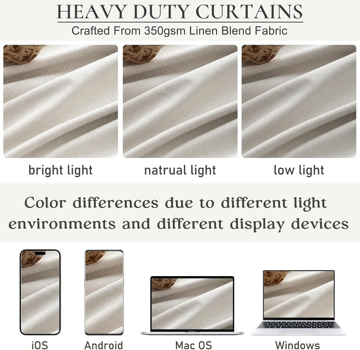 Beige Linen Blackout Curtains 96 Inches Long, Pinch Pleated Elegant Thermal 8ft for Living Room