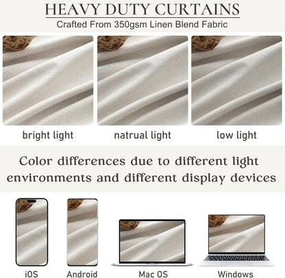 9ft Blackout Curtains Living Room 107 Inches Long 2 Panels, Linen Window Drapes for Bedroom 9 Foot