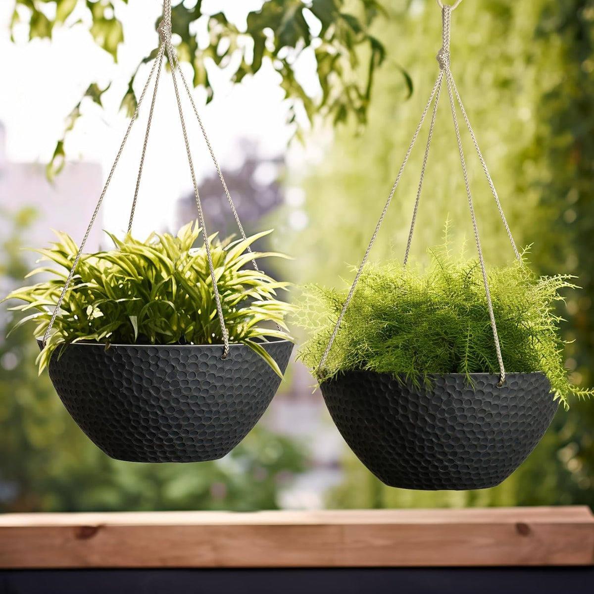 LA JOLIE MUSE Hanging Planters for Outdoor Plants, Large Hanging Planter with Drain Holes, Outdoor