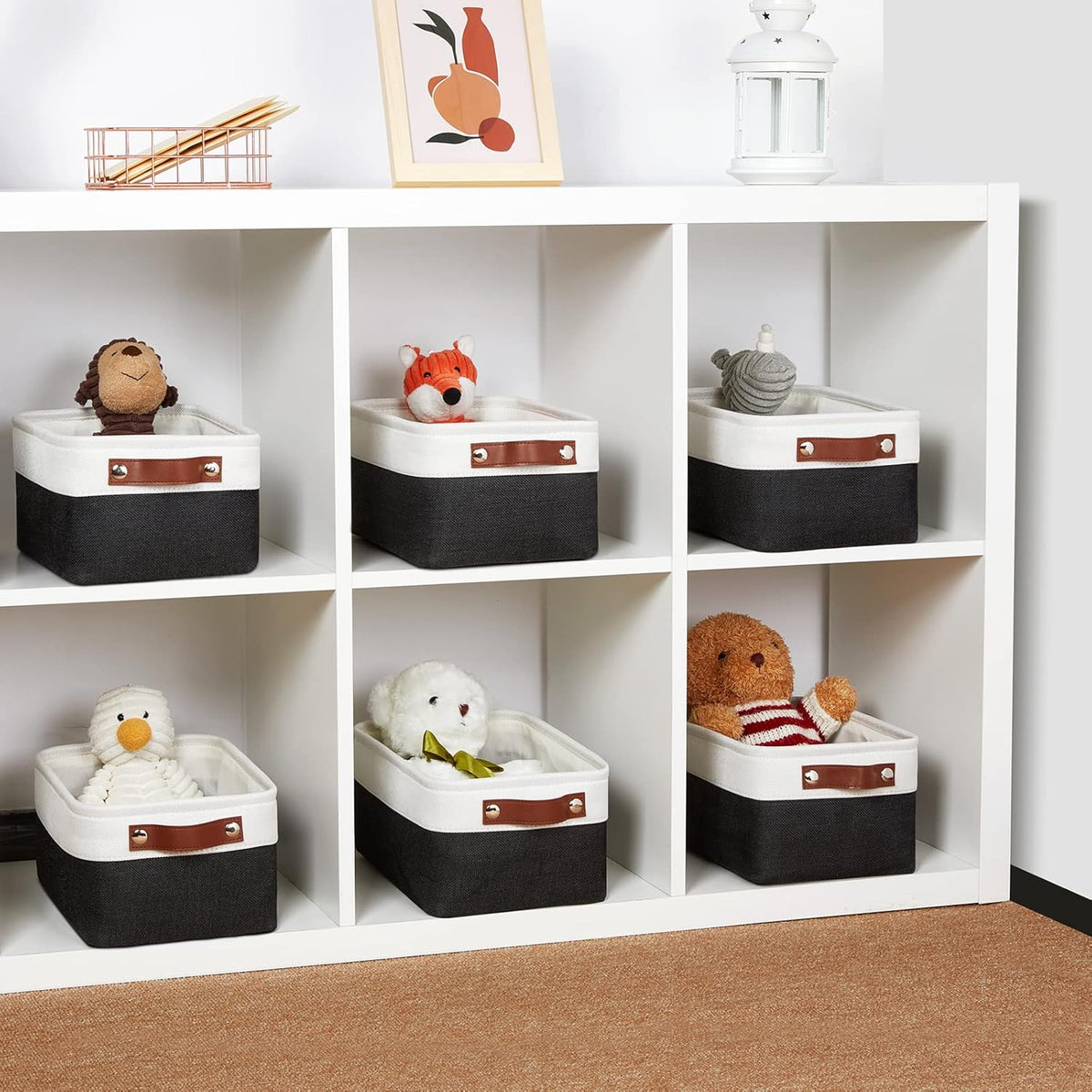 DULLEMELO Small Storage Baskets 6 Pack, Fabric Collapsible Gift Storage Baskets for Shelves