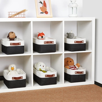 DULLEMELO Small Storage Baskets 6 Pack, Fabric Collapsible Gift Storage Baskets for Shelves