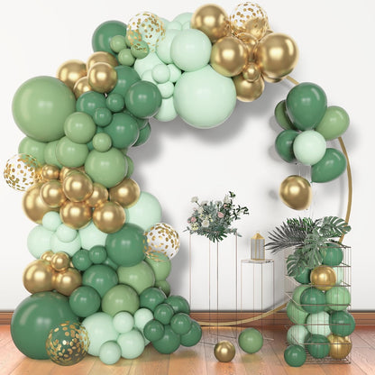 Amandir 153pcs Sage Green Balloon Garland Arch Kit, Different Sizes 18 12 10 5 inch Sage Green Gold