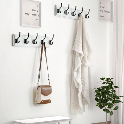 Dseap Coat Rack Wall: Patented, Heavy-Duty, 5-Double-Hooks Wooden Wall Mounted Coat Rack Coat