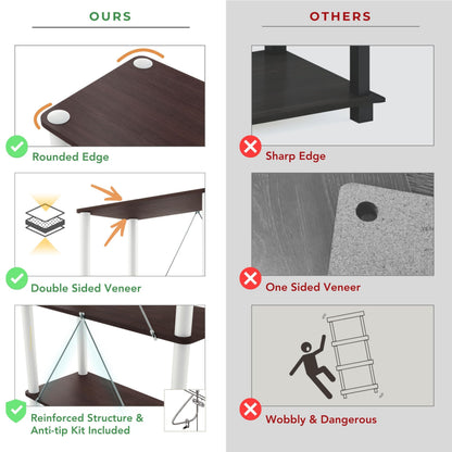 Homes: Inside + Out Apexa Modern 3-Cube Ladder Shelving Units, Collectibles Display Shelves, Easy