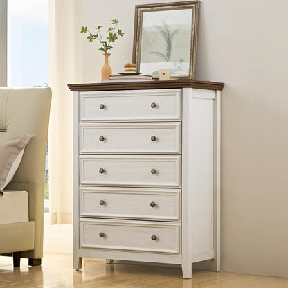 BLANKSPACE Dresser for Bedroom, 5 Drawer Dresser, Modern 5 Chest of Drawers, Farmhouse Storage