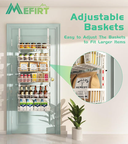 Over The Door Pantry Organizer, Wall Mount Spice Rack, Pantry Hanging Storage and Organization, 6