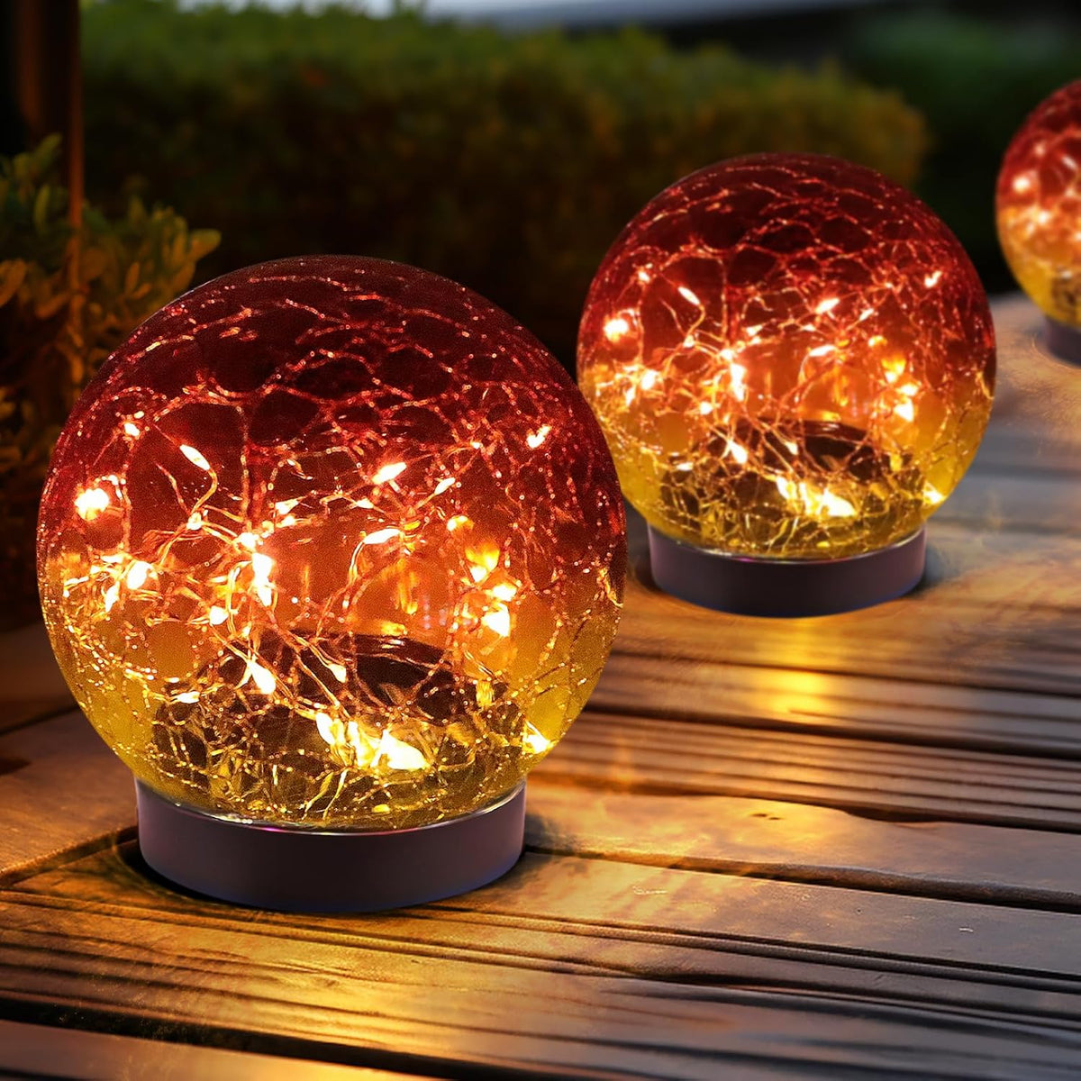 Solar Globe Lights Outdoor Waterproof-Solar Balls for Garden-Cracked Glass Ball Lights