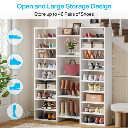 Tribesigns 14-Tier Shoe Cabinet, 59" Tall White Storage Organizer