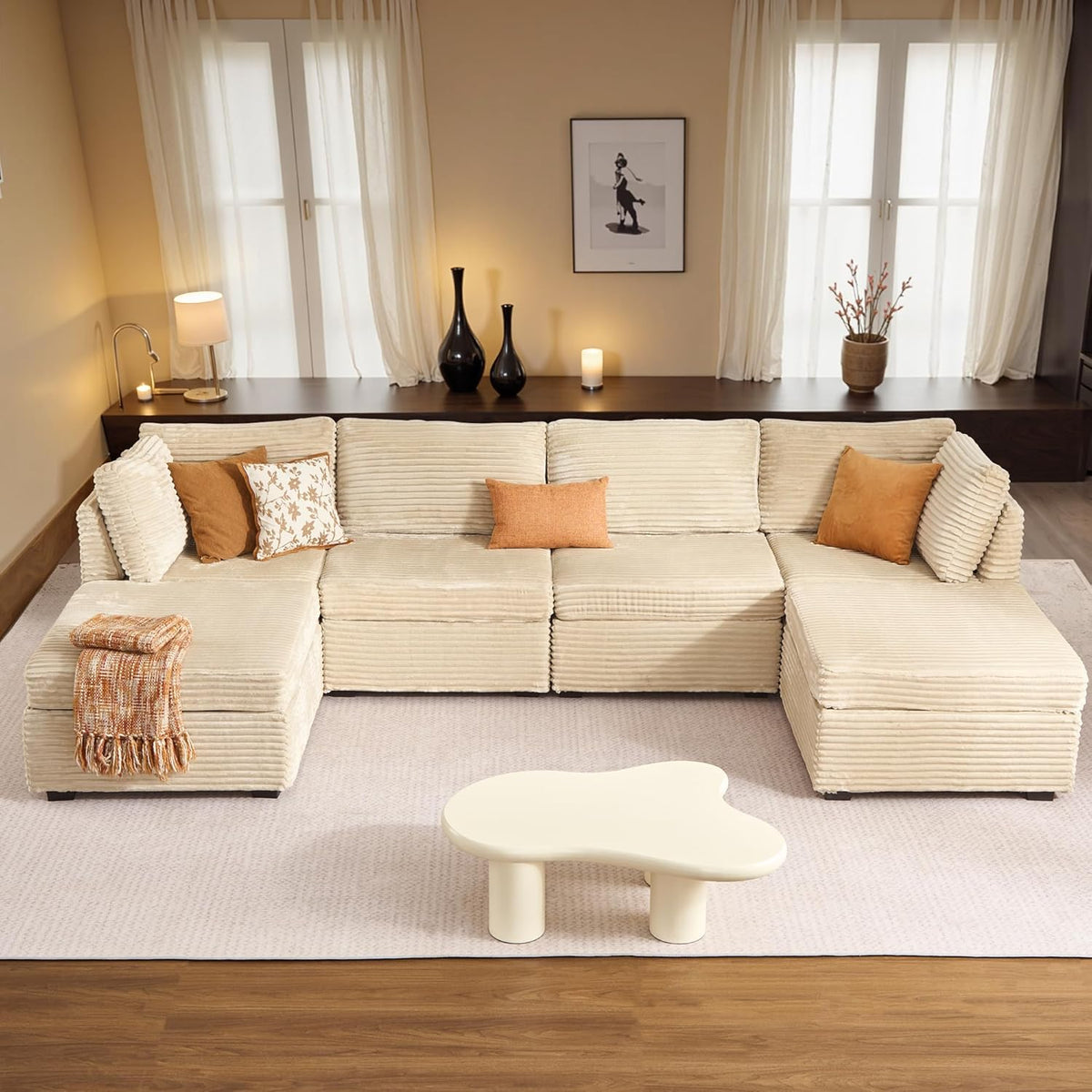 HOOOWOOO Modular Sectional Sofa,6 Pieces Sectional Couches for Living Room,131X66 L Shaped Cloud