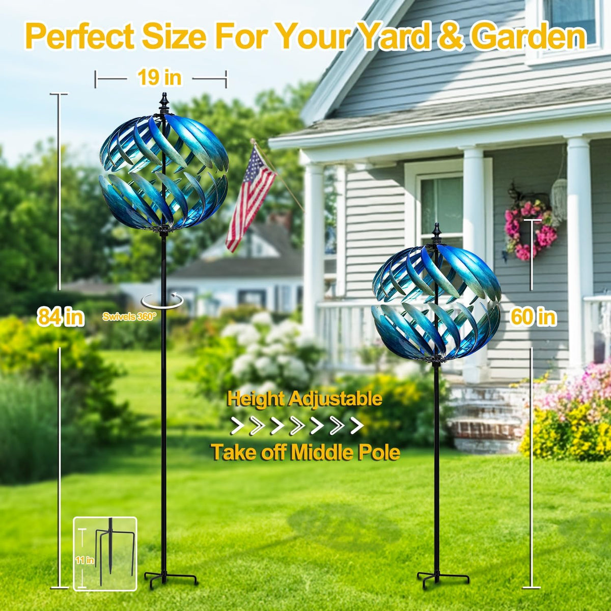 LimeHill Wind Spinner for Yard and Garden - Large Metal Kinetic Wind Sculptures for Outdoor