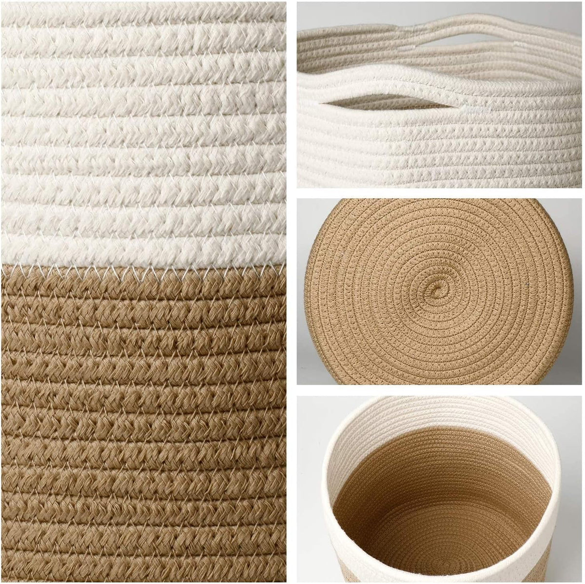 11" Cotton Rope Plant Basket Modern Woven Baskets for 10" Flower Pot Floor Indoor Planters,Storage