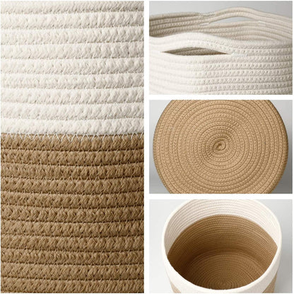 11" Cotton Rope Plant Basket Modern Woven Baskets for 10" Flower Pot Floor Indoor Planters,Storage