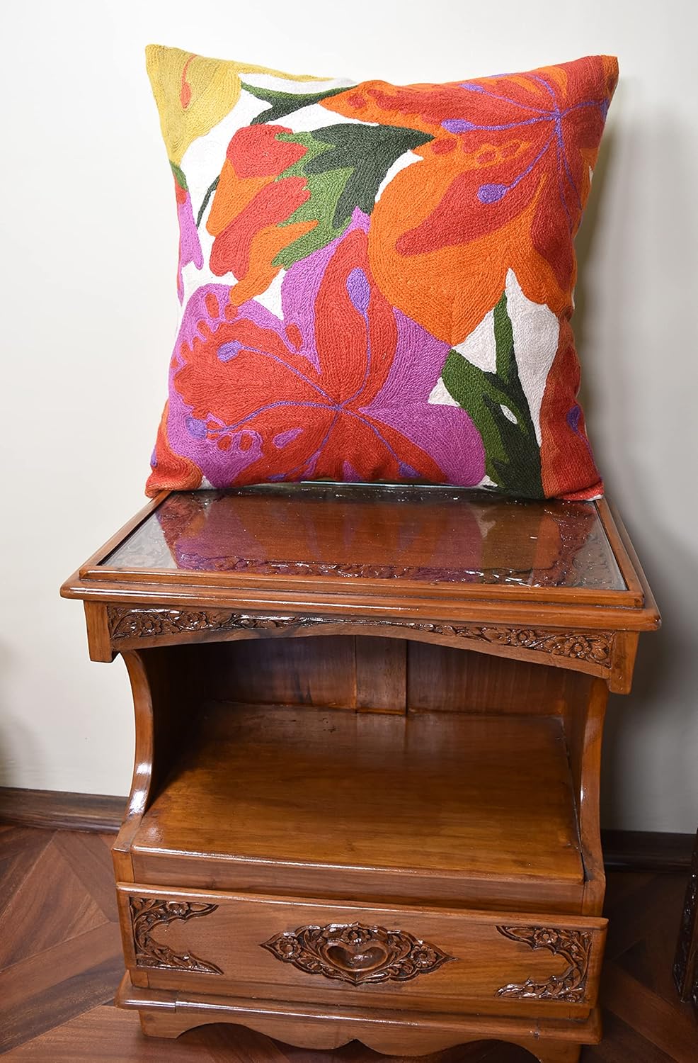 Floral Bloom Pillow Cover | Suzani Accent Pillowcase | Flower Accent Cushions | Hand Embroidered