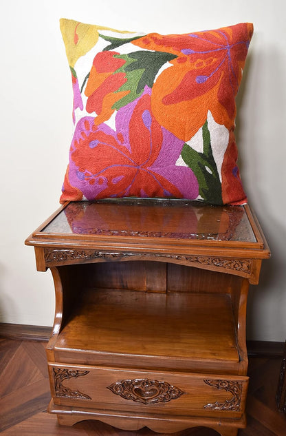 Floral Bloom Pillow Cover | Suzani Accent Pillowcase | Flower Accent Cushions | Hand Embroidered