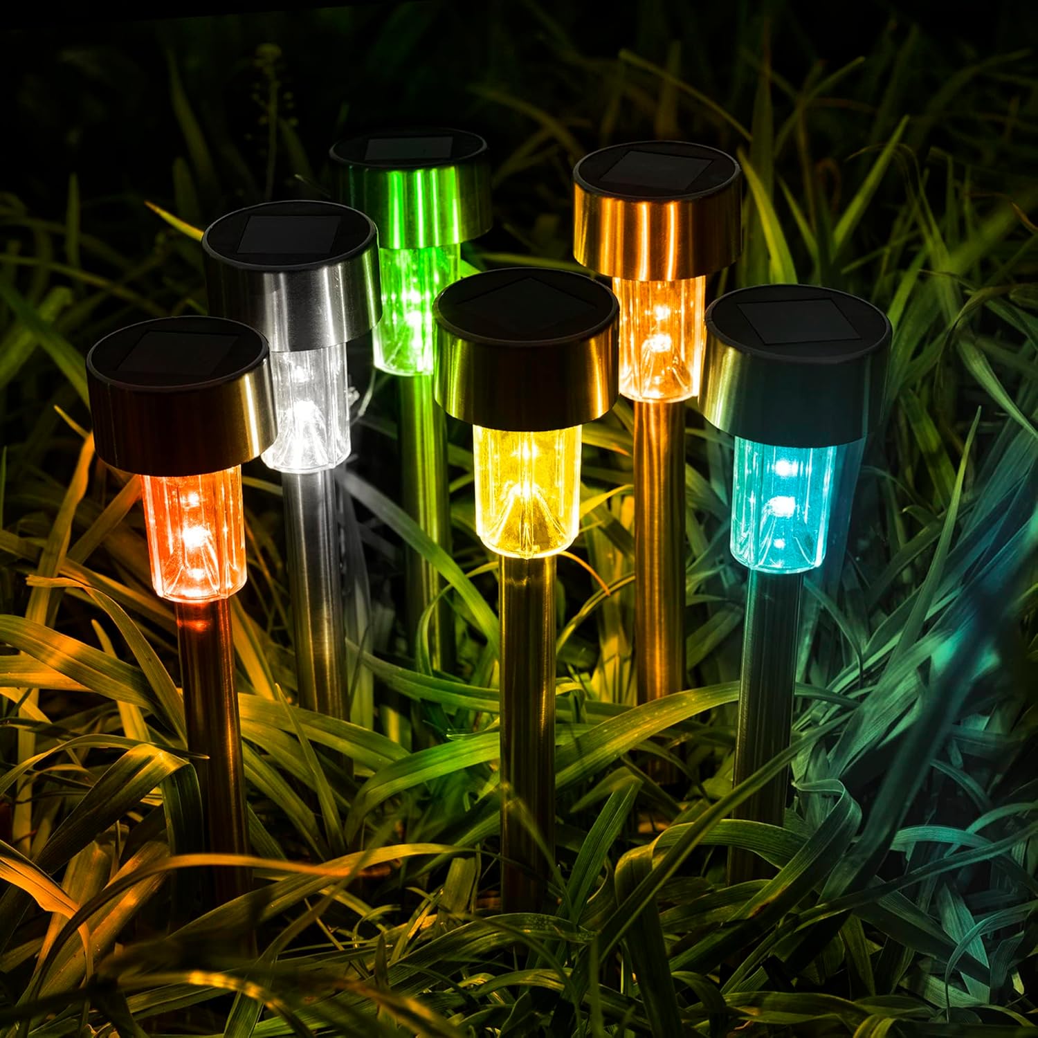 GIGALUMI Solar Lights Outdoor Waterproof, 20 Pack, Stainless Steel LED Solar Garden Lights for
