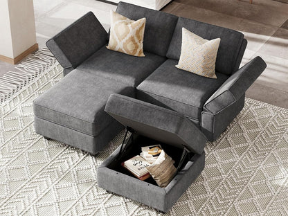 Bellfin Modular Sectional Sleeper Sofa Convertible Sofas with Storage Ottomans Small Sectional