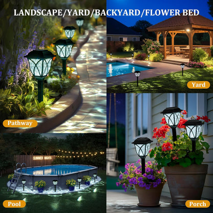 GIGALUMI Solar Lights Outdoor Waterproof, 6 Pack LED Solar Garden Lights, Solar Lights for Outside