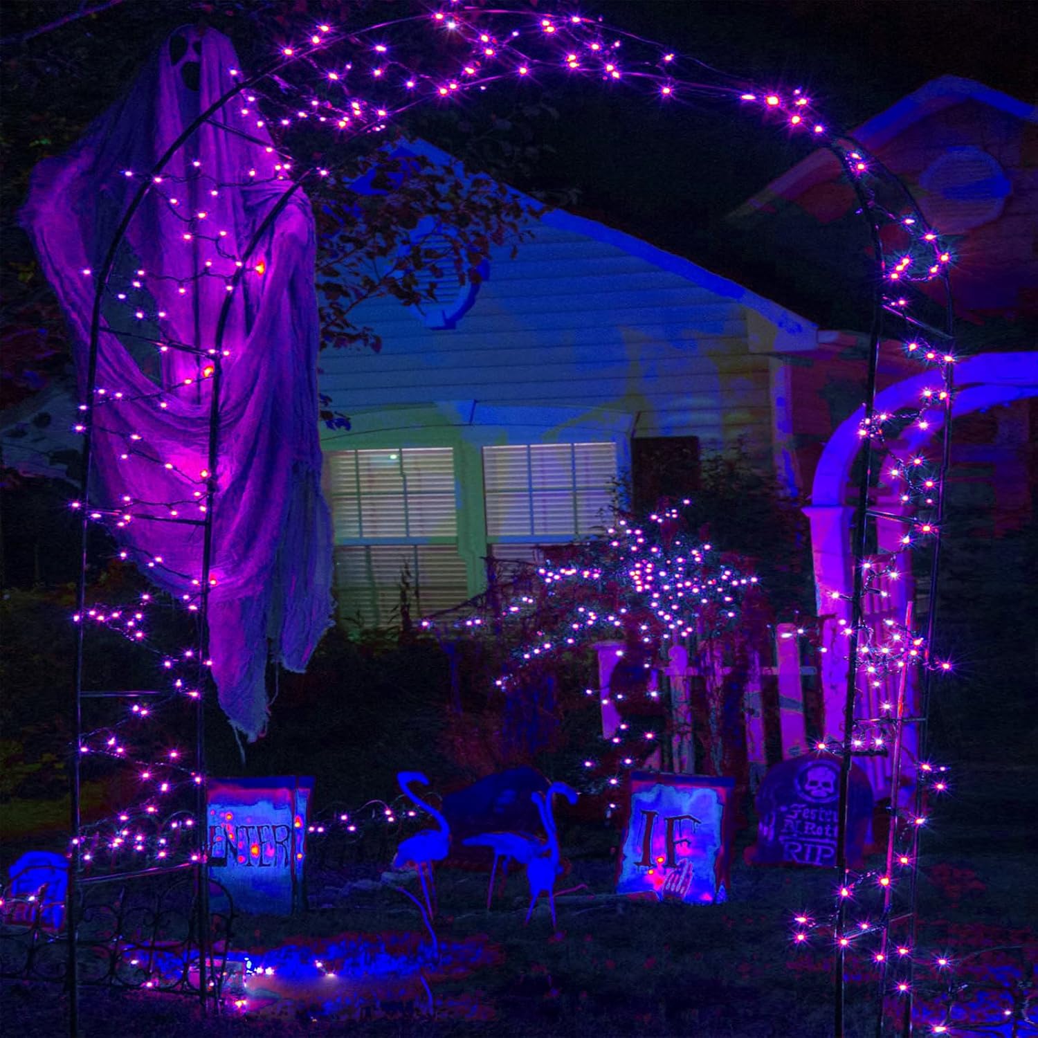 EEW 2 Pack 200 LED Solar Halloween Lights Outdoor Waterproof, Solar String Lights for Outside