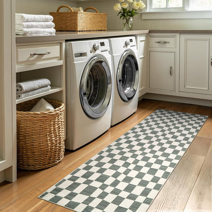 jinchan Runner Rug 2x5 Hallway Washable Modern Checkered Geometric Lattice Kids Bedroom Rug Indoor