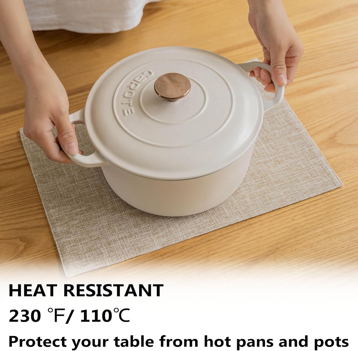 Demetex Burlap Placemats Set of 4 Heat Resistant Decorative Cloth Place Mats Wipeable Lined Linen
