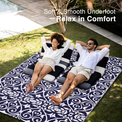 OLANLY Outdoor Rug Waterproof 5x8 ft Clearance, Reversible Outdoor Plastic Straw Rug with Floral