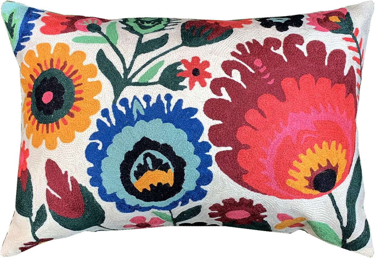 Lumbar Cream Floral Pillow Cover Polish Flower Accent Chair Pillowcase Couch Modern Farmhouse Couch