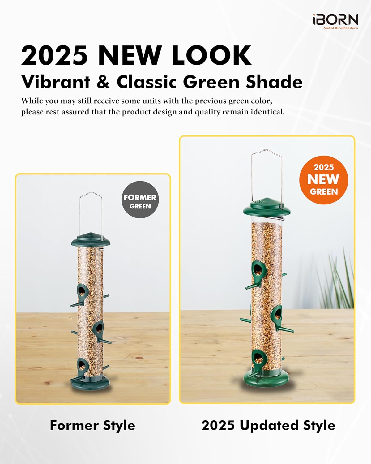 iBorn Metal Bird Feeders 6 Ports Hanging Wild Bird Seed Feeder for Mix Seed Blends, Niger Seed