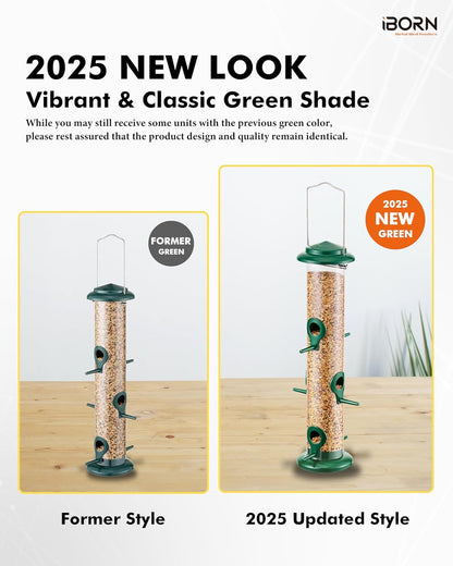 iBorn Metal Bird Feeders 6 Ports Hanging Wild Bird Seed Feeder for Mix Seed Blends, Niger Seed