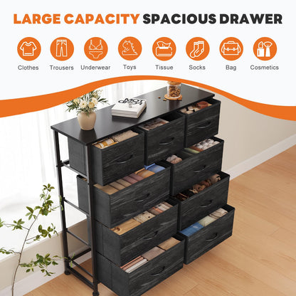 Sweetcrispy 9 Drawer Fabric Dresser Storage Tower Drawer Organizer
